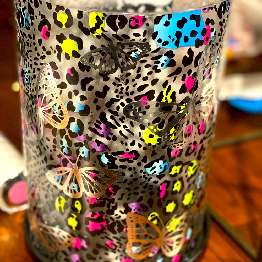 Multicolored Hurricane Glass Candle Holder